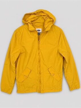 OLD NAVY Bright Yellow Hooded Windbreaker Rain Jacket Women Size S